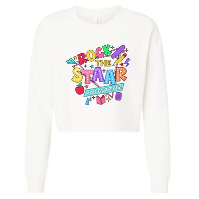 Retro Rock The Staar You Got This Test Day Funny Cropped Pullover Crew