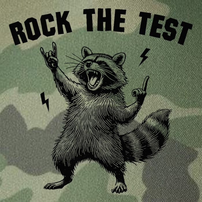 Racoon Rock The Test Teacher Test Day Testing Day Teacher Legacy Tie Dye Trucker Hat