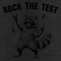 Racoon Rock The Test Teacher Test Day Testing Day Teacher 7 Panel Mesh Trucker Snapback Hat