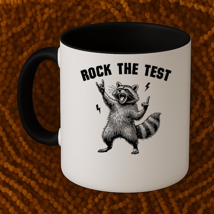 Racoon Rock The Test Teacher Test Day Testing Day Teacher Mug