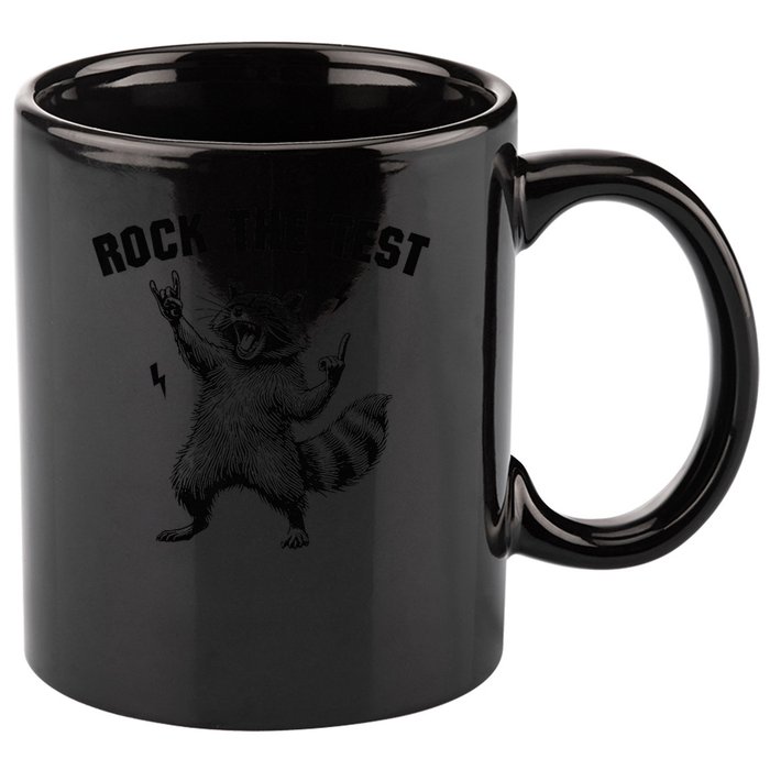 Racoon Rock The Test Teacher Test Day Testing Day Teacher 11oz C Handle Ceramic Mug