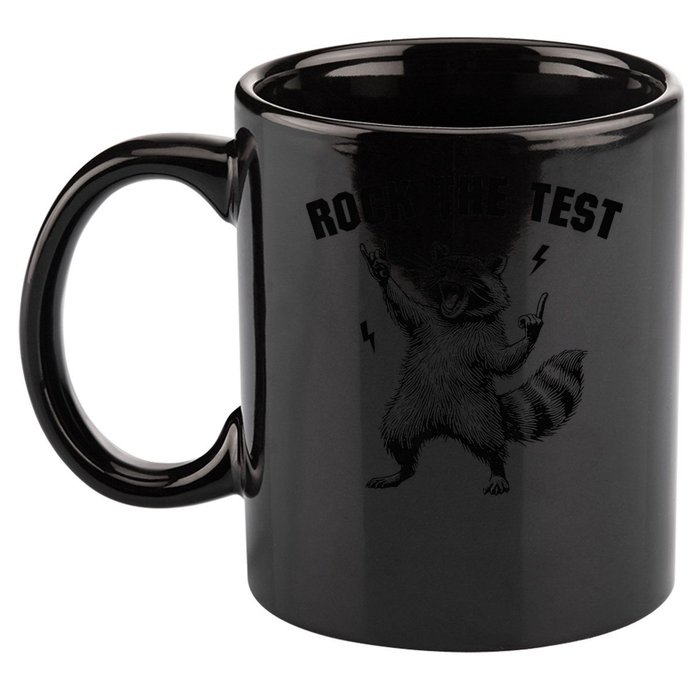 Racoon Rock The Test Teacher Test Day Testing Day Teacher 11oz C Handle Ceramic Mug