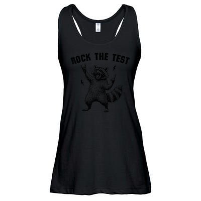 Racoon Rock The Test Teacher Test Day Testing Day Teacher Ladies Essential Flowy Tank