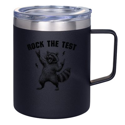 Racoon Rock The Test Teacher Test Day Testing Day Teacher 12oz Stainless Steel Coffee Mug