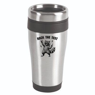 Racoon Rock The Test Teacher Test Day Testing Day Teacher 16oz Travel Tumbler