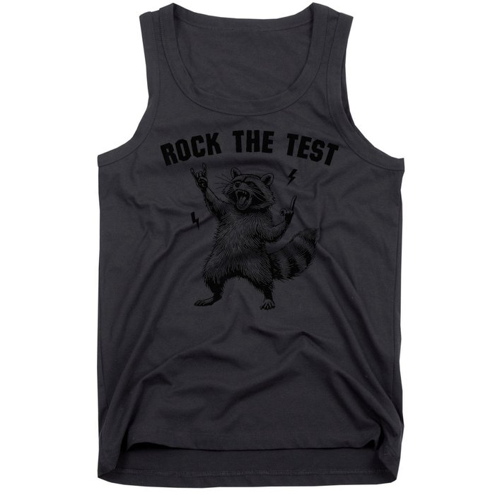 Racoon Rock The Test Teacher Test Day Testing Day Teacher Tank Top