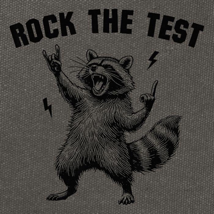 Racoon Rock The Test Teacher Test Day Testing Day Teacher Cotton Canvas Backpack