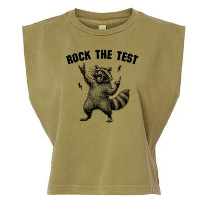 Racoon Rock The Test Teacher Test Day Testing Day Teacher Garment-Dyed Women's Muscle Tee
