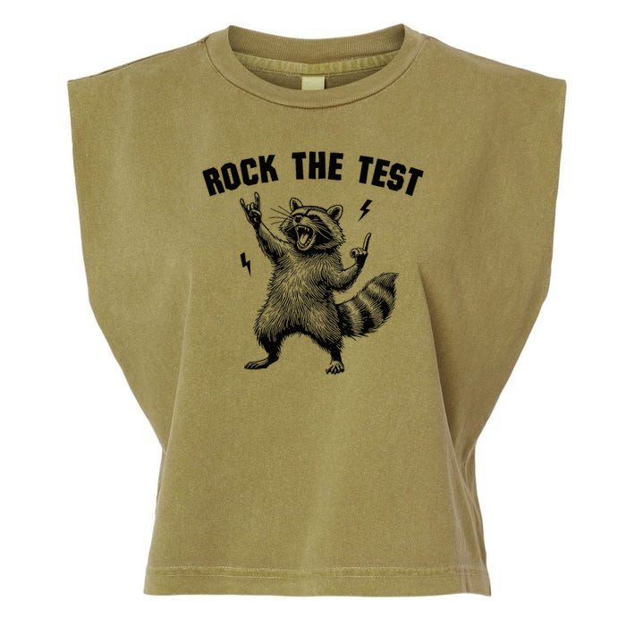 Racoon Rock The Test Teacher Test Day Testing Day Teacher Garment-Dyed Women's Muscle Tee