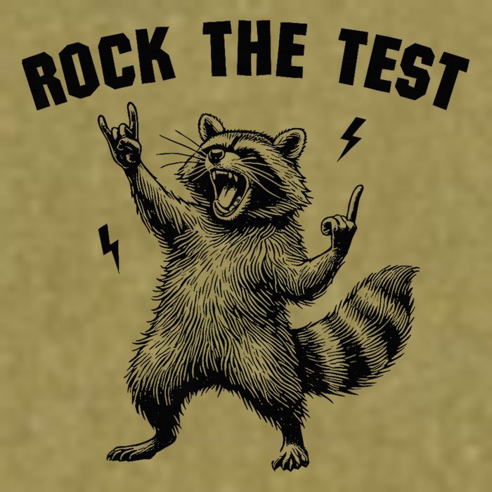 Racoon Rock The Test Teacher Test Day Testing Day Teacher Garment-Dyed Women's Muscle Tee