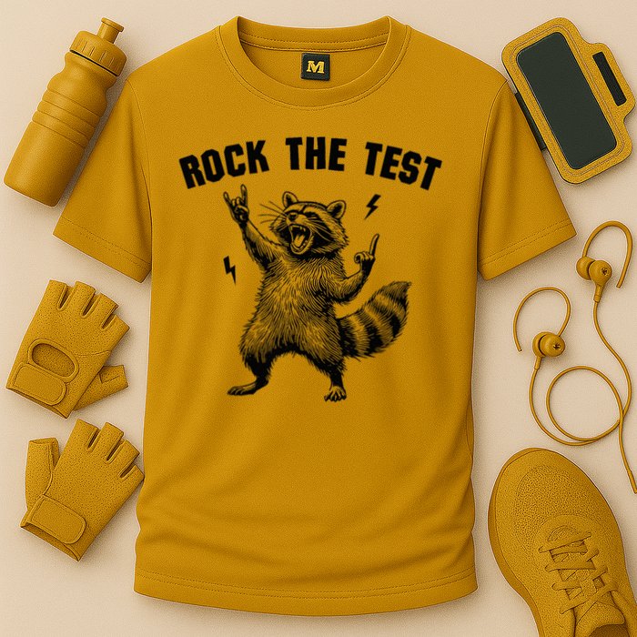 Racoon Rock The Test Teacher Test Day Testing Day Teacher Performance Shirt