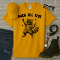Racoon Rock The Test Teacher Test Day Testing Day Teacher Tall T-Shirt