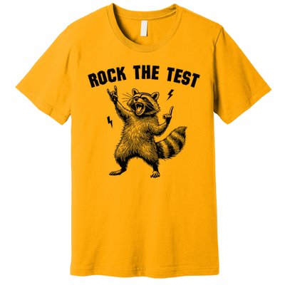 Racoon Rock The Test Teacher Test Day Testing Day Teacher Premium T-Shirt