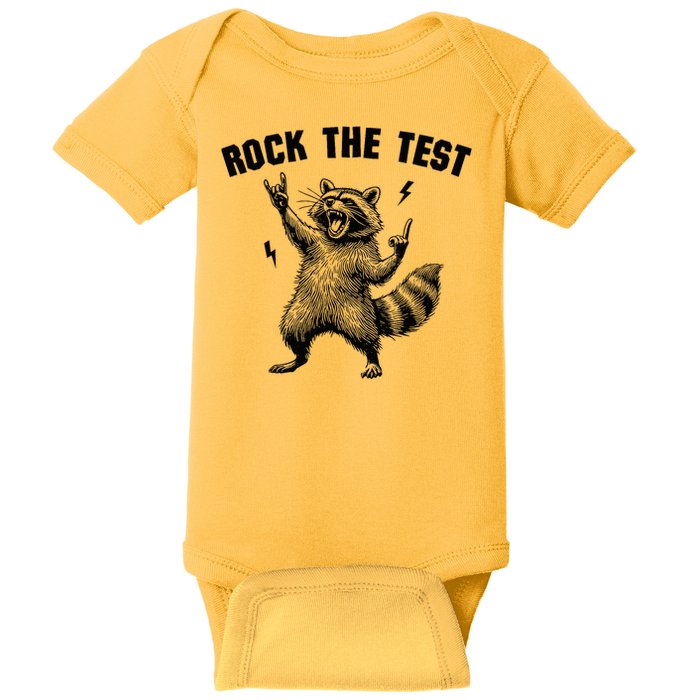 Racoon Rock The Test Teacher Test Day Testing Day Teacher Baby Bodysuit