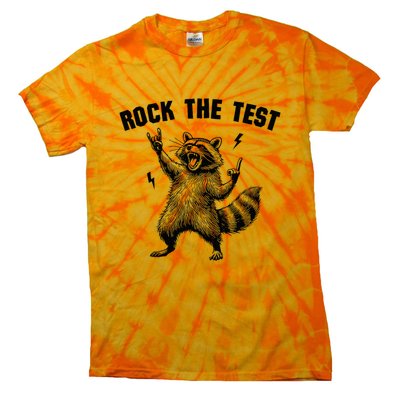 Racoon Rock The Test Teacher Test Day Testing Day Teacher Tie-Dye T-Shirt
