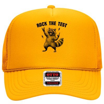 Racoon Rock The Test Teacher Test Day Testing Day Teacher Trucker Hat