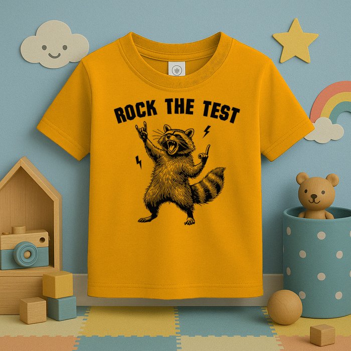 Racoon Rock The Test Teacher Test Day Testing Day Teacher Toddler T-Shirt