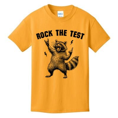 Racoon Rock The Test Teacher Test Day Testing Day Teacher Kids T-Shirt