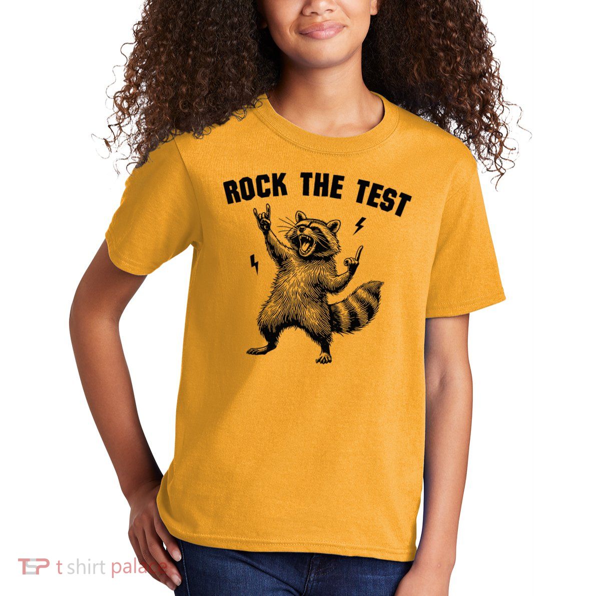 Racoon Rock The Test Teacher Test Day Testing Day Teacher Kids T-Shirt