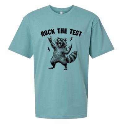 Racoon Rock The Test Teacher Test Day Testing Day Teacher Sueded Cloud Jersey T-Shirt