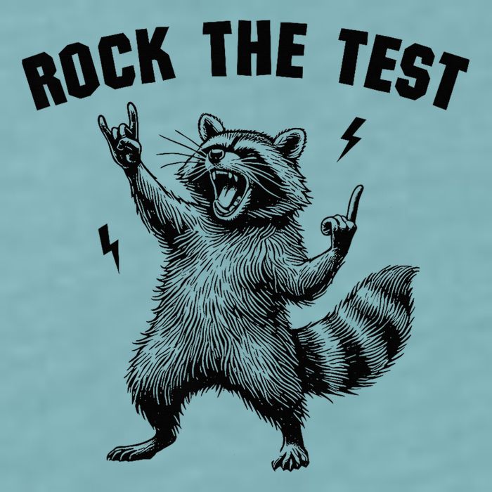 Racoon Rock The Test Teacher Test Day Testing Day Teacher Sueded Cloud Jersey T-Shirt