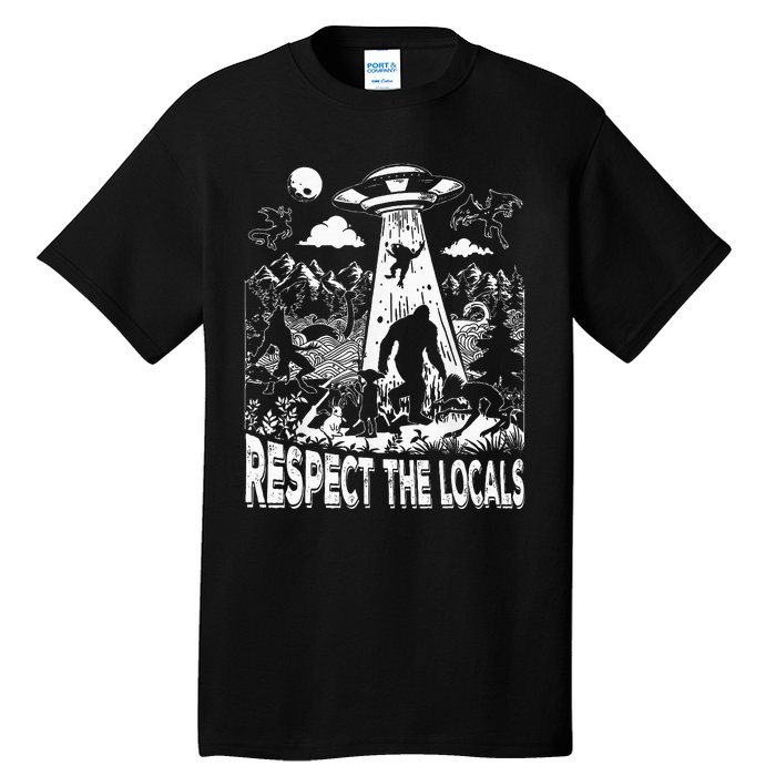 Retro Respect The Locals Sasquatch Bigfoot Tall T-Shirt