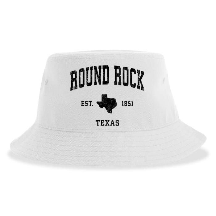 Round Rock Texas Tx Vintage Established State Flag Sports Design Sustainable Bucket Hat