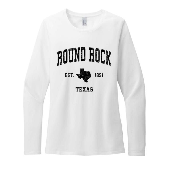 Round Rock Texas Tx Vintage Established State Flag Sports Design Womens CVC Long Sleeve Shirt