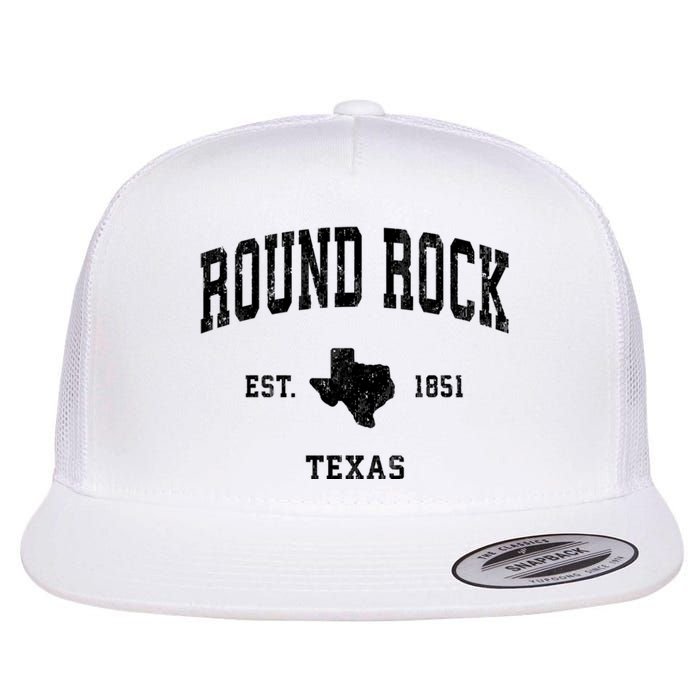 Round Rock Texas Tx Vintage Established State Flag Sports Design Flat Bill Trucker Hat