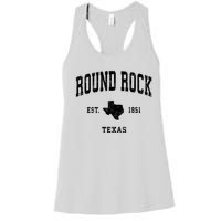 Round Rock Texas Tx Vintage Established State Flag Sports Design Women's Racerback Tank