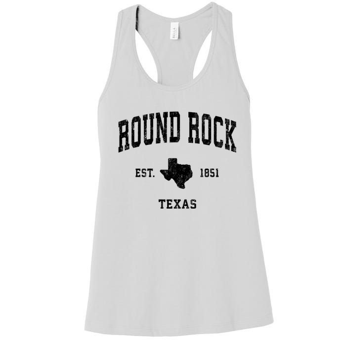 Round Rock Texas Tx Vintage Established State Flag Sports Design Women's Racerback Tank