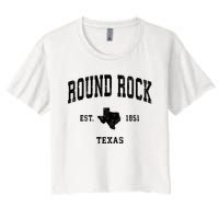 Round Rock Texas Tx Vintage Established State Flag Sports Design Women's Crop Top Tee