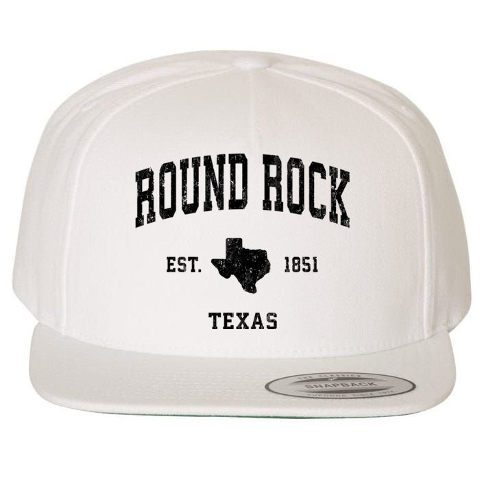 Round Rock Texas Tx Vintage Established State Flag Sports Design Wool Snapback Cap