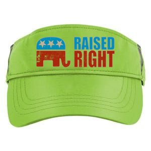 Raised Right Trump 2024 Republican Conservative Cute Gift Adult Drive Performance Visor