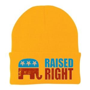 Raised Right Trump 2024 Republican Conservative Cute Gift Knit Cap Winter Beanie