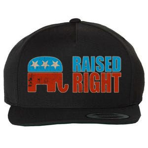 Raised Right Trump 2024 Republican Conservative Cute Gift Wool Snapback Cap