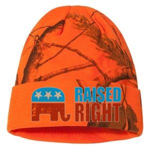 Raised Right Trump 2024 Republican Conservative Cute Gift Kati Licensed 12" Camo Beanie