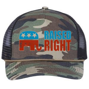 Raised Right Trump 2024 Republican Conservative Cute Gift Retro Rope Trucker Hat Cap