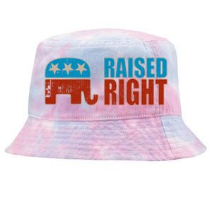 Raised Right Trump 2024 Republican Conservative Cute Gift Tie-Dyed Bucket Hat