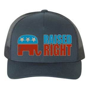 Raised Right Trump 2024 Republican Conservative Cute Gift Yupoong Adult 5-Panel Trucker Hat