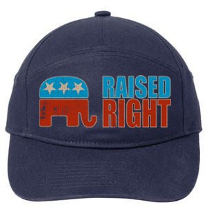 Raised Right Trump 2024 Republican Conservative Cute Gift 7-Panel Snapback Hat