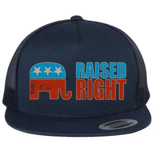 Raised Right Trump 2024 Republican Conservative Cute Gift Flat Bill Trucker Hat