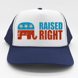 Raised Right Trump 2024 Republican Conservative Cute Gift Trucker Hat