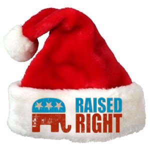 Raised Right Trump 2024 Republican Conservative Cute Gift Premium Christmas Santa Hat