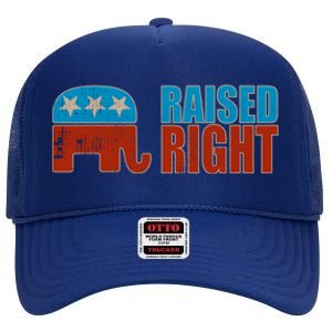 Raised Right Trump 2024 Republican Conservative Cute Gift High Crown Mesh Back Trucker Hat