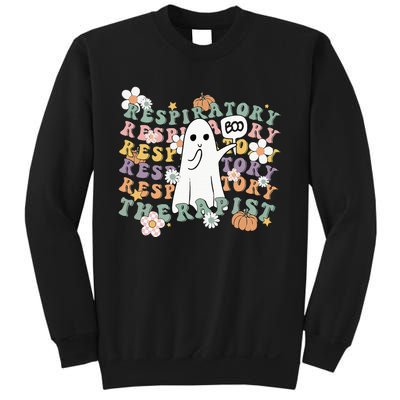 Retro Respiratory Therapist Cute Ghost Halloween Pumpkin Sweatshirt