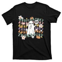 Retro Respiratory Therapist Cute Ghost Halloween Pumpkin T-Shirt