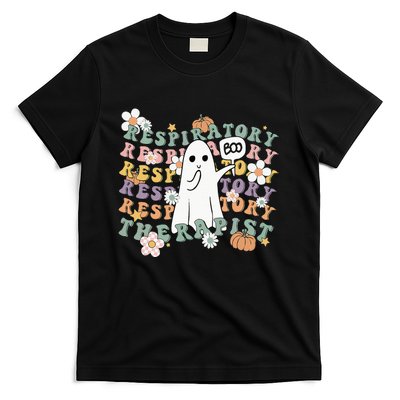 Retro Respiratory Therapist Cute Ghost Halloween Pumpkin T-Shirt