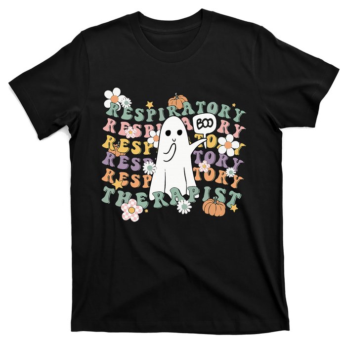 Retro Respiratory Therapist Cute Ghost Halloween Pumpkin T-Shirt