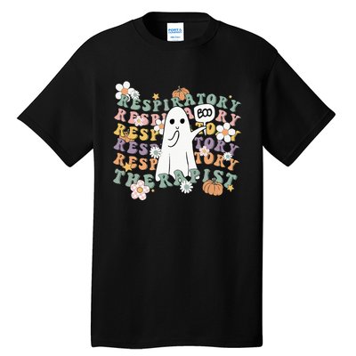 Retro Respiratory Therapist Cute Ghost Halloween Pumpkin Tall T-Shirt